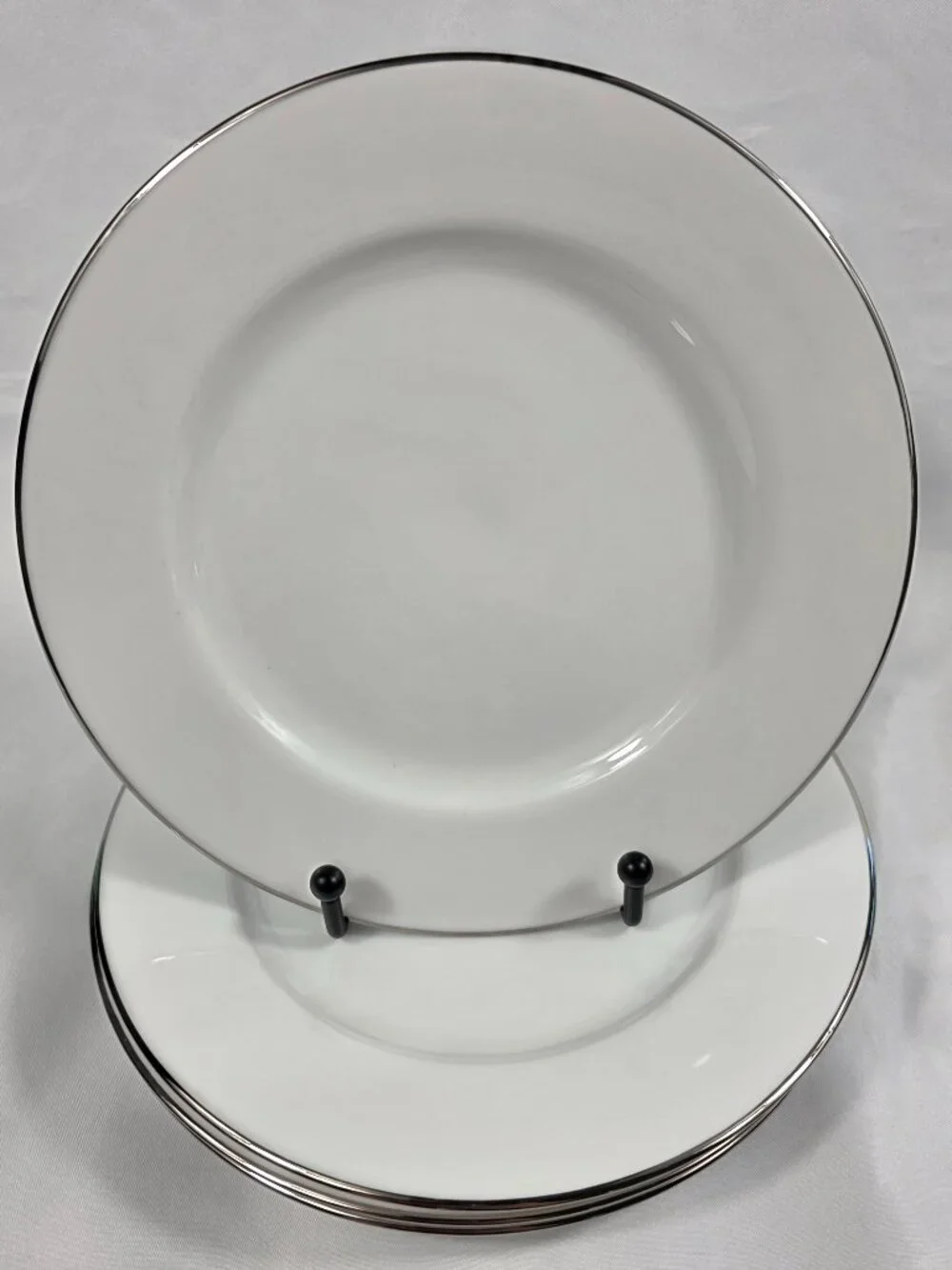 FOUR Royal Doulton Simply Platinum Salad Plates White with Platinum Trim
